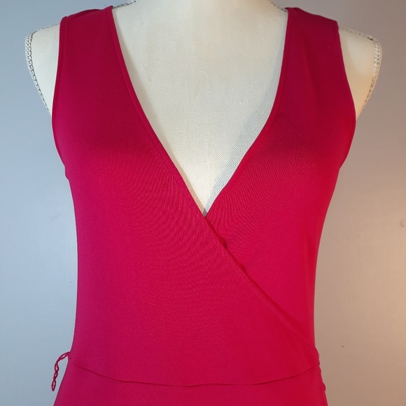 BANANA REPUBLIC PINK SLVLESS FAUX WRAP DRESS-SZ S - Picture 4 of 7
